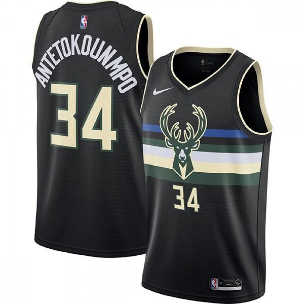 Men's Milwaukee Bucks Giannis Antetokounmpo #34 Black 2020 Swingman Jersey - Statement Edition-Pro Kit Vault | Brand New 26/27 Sports Jerseys
